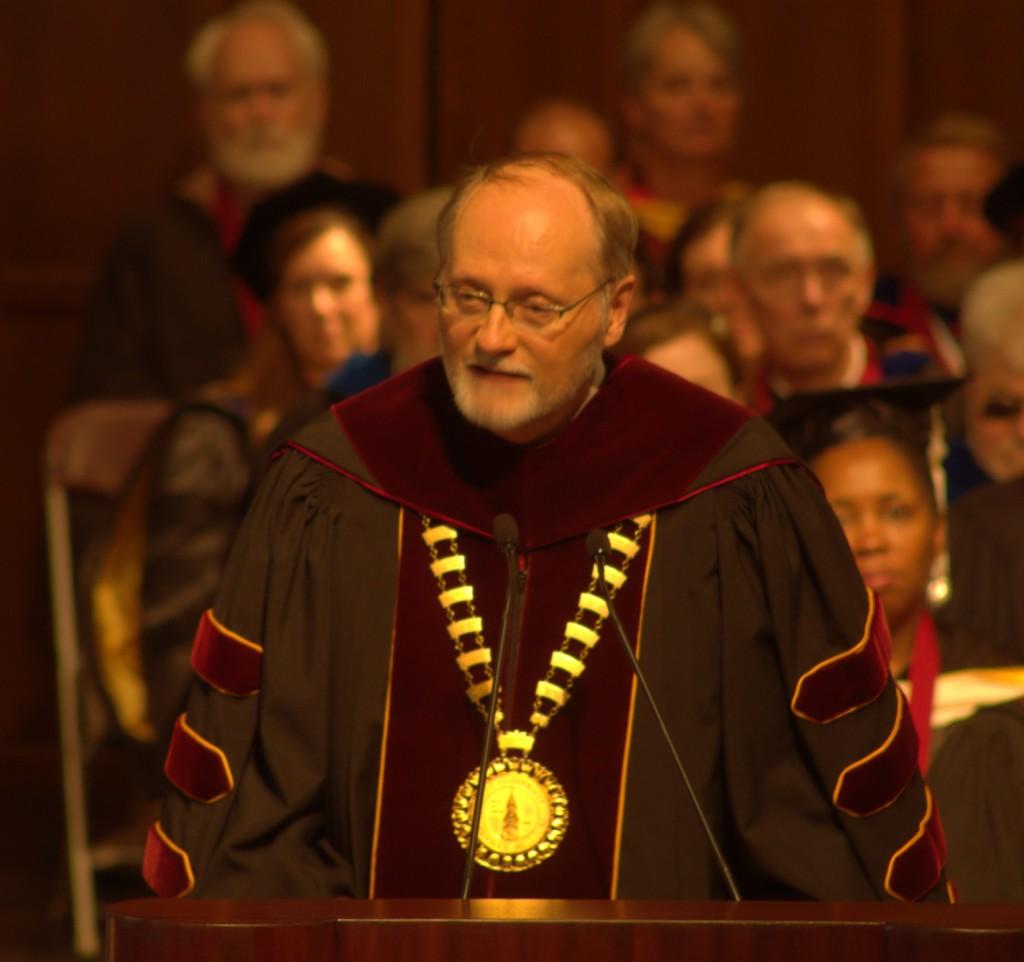 Park+University+President+Droge+speaking+at+the+opening+convocation