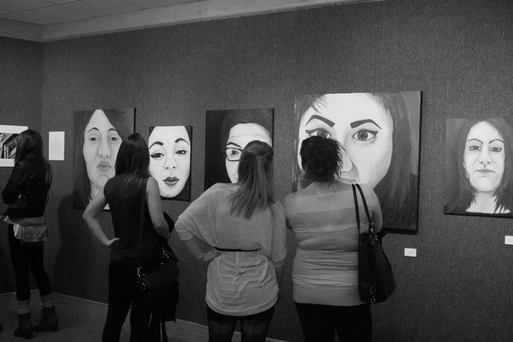 (Left to Right) Nicole Jamore, Amelia Jenny and Kendall Pickett gather at opening night of the gallery exhibition. 