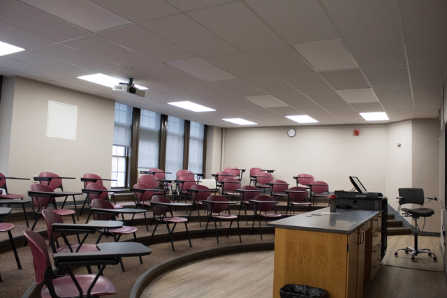 View of Science Halls room 110 from the left hand door side.