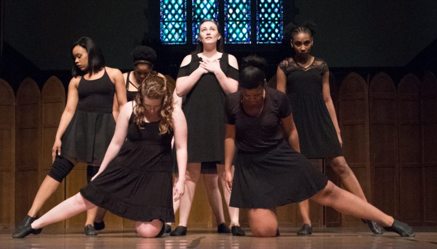 The large group of dancers performed a contemporary routine to the song Helium