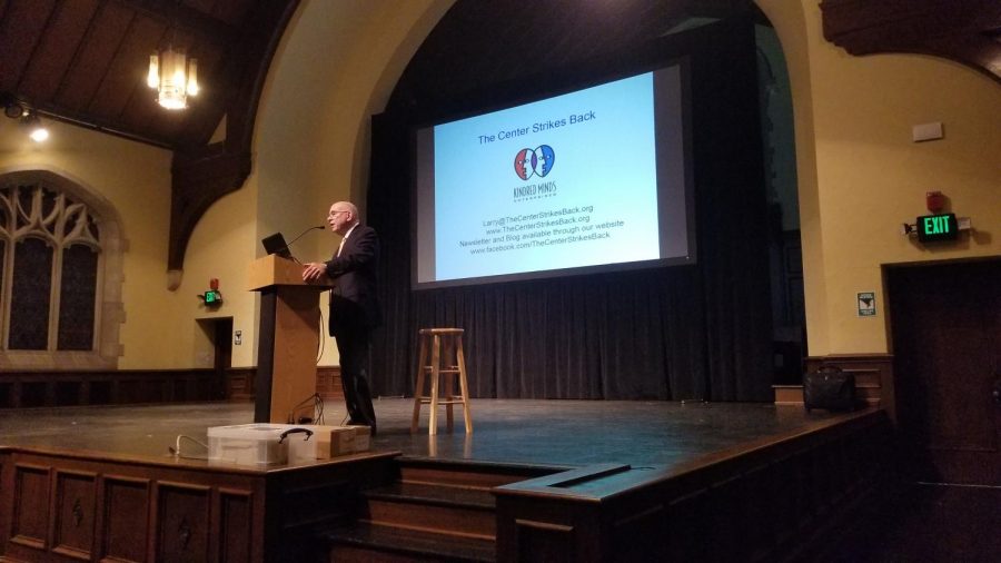 Larry Bradley speaks to Park students in Graham Tyler Memorial Chapel.