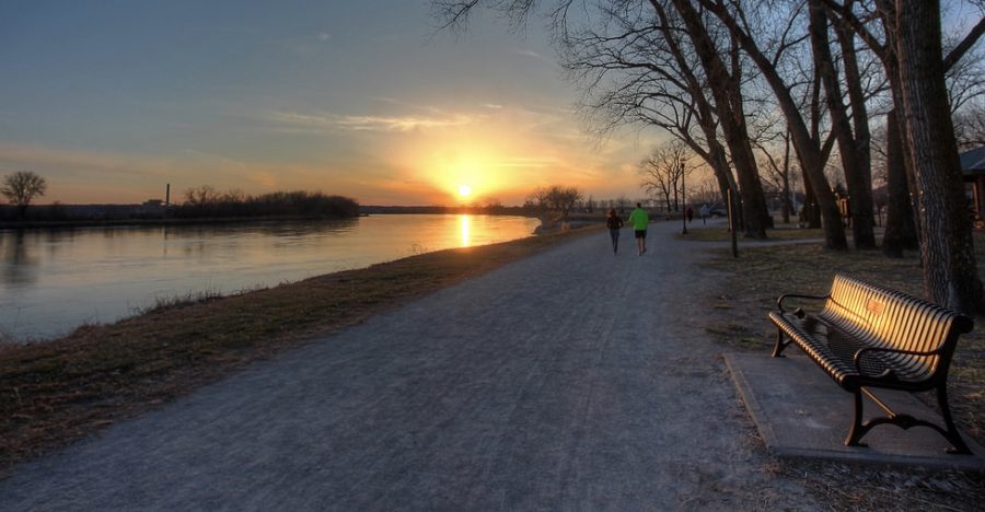 The sun setting over English Landing Park.