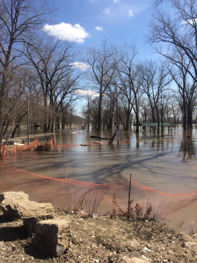 English Landing Park completely underwater as a result of the harsh weather conditions this winter