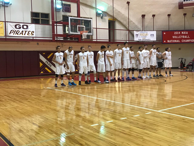 Park men's volleyball team lined-up before the game against Benedictine University.