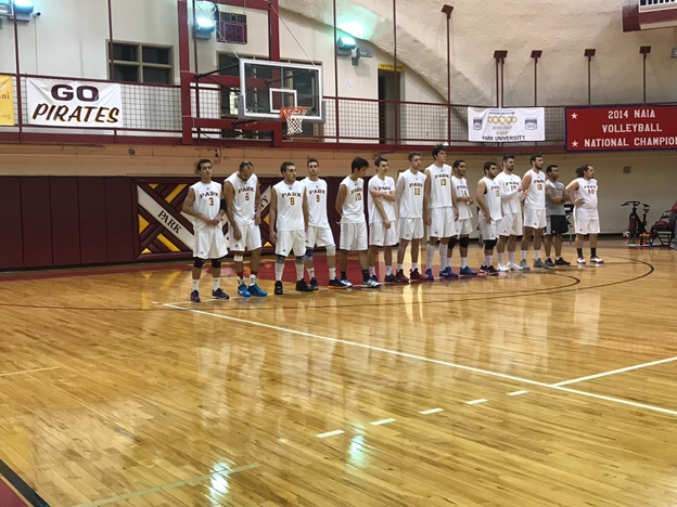 Park mens volleyball team lined-up before the game against Benedictine University.