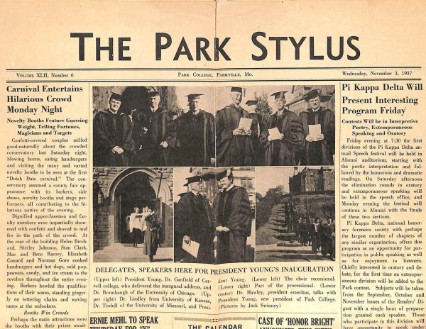 Cover of The Stylus from Wednesday, Nov. 3, 1937

Courtesy Frances Fishburn Archives & Special Collections, Park University